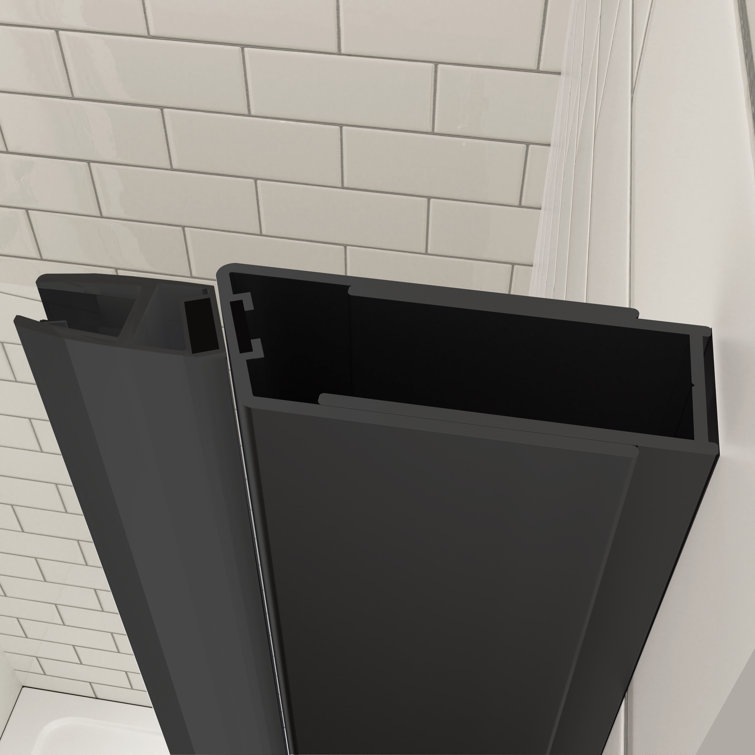 34'' x 72'' Frameless Matte Black Tempered Glass Shower Door