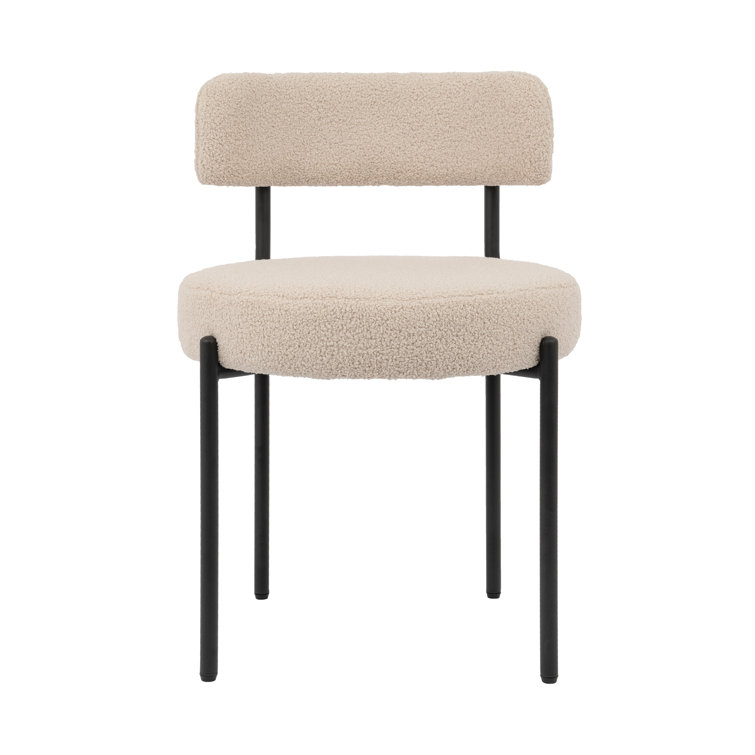 Beige Teddy Upholstered Metal Side Chair Set of 4