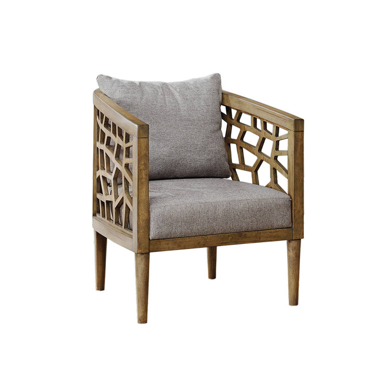 Crackle 27" Light Grey Solid Wood Barrel Accent Chair