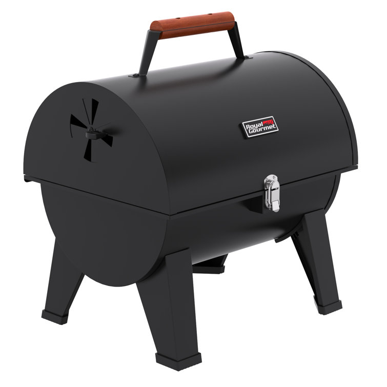 Royal Gourmet Compact Black Portable Charcoal Grill with Side Cooking Area