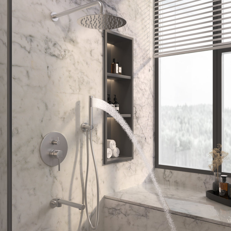 Brushed Nickel Dual Function Rain Shower System with Handheld