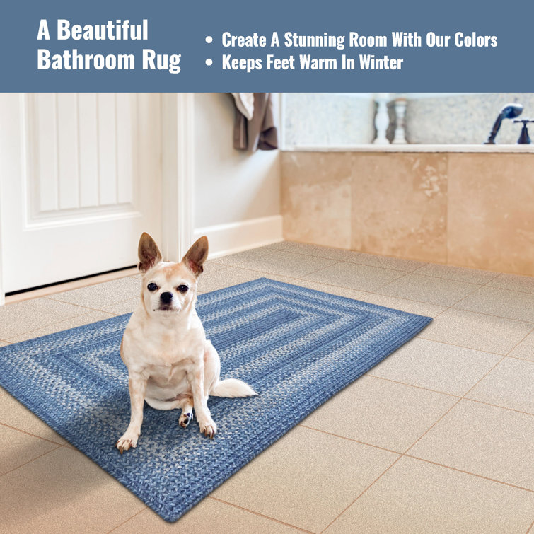 Handmade Denim Blue Braided Jute Rug - Eco-Friendly and Reversible