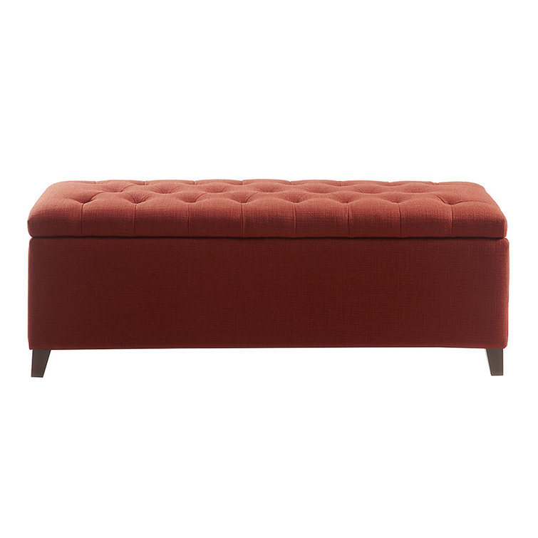Elegant Rust Red Tufted Polyester Storage Bench with Ample Space