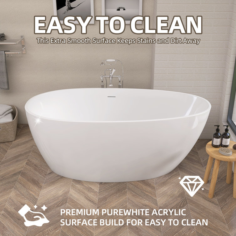 68'' White Acrylic Freestanding Double Slipper Soaking Tub