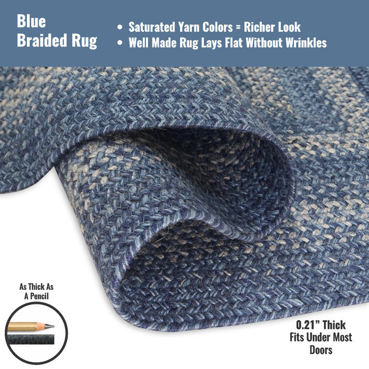 Reversible Homespice Denim Blue & White Jute Rug, 27" x 45"