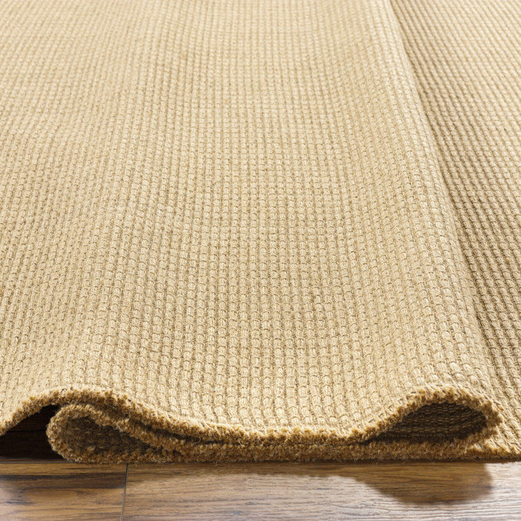 Natural Tan Jute and Polypropylene Runner Rug with Fringe