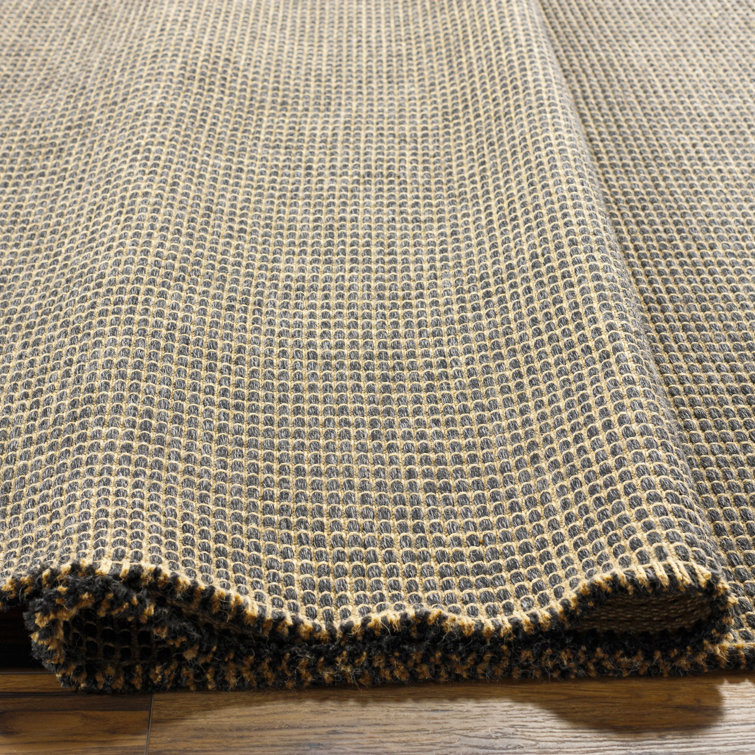 Kimi Black and Natural Flat Woven Rectangular Rug