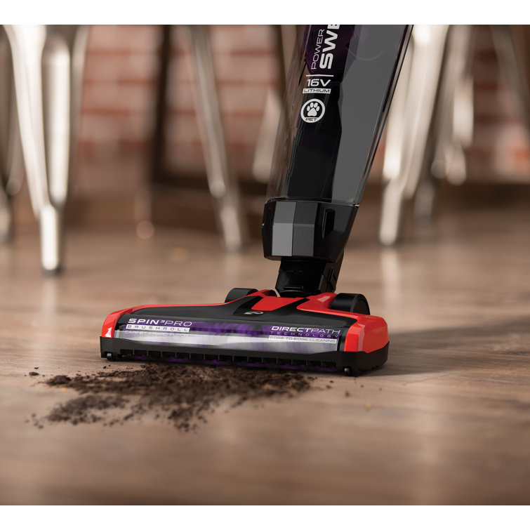 Red Cordless Bagless Stick Vacuum for Pets with Plastic Handle