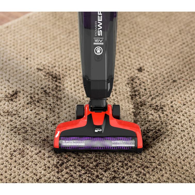 Red Cordless Bagless Stick Vacuum for Pets with Plastic Handle