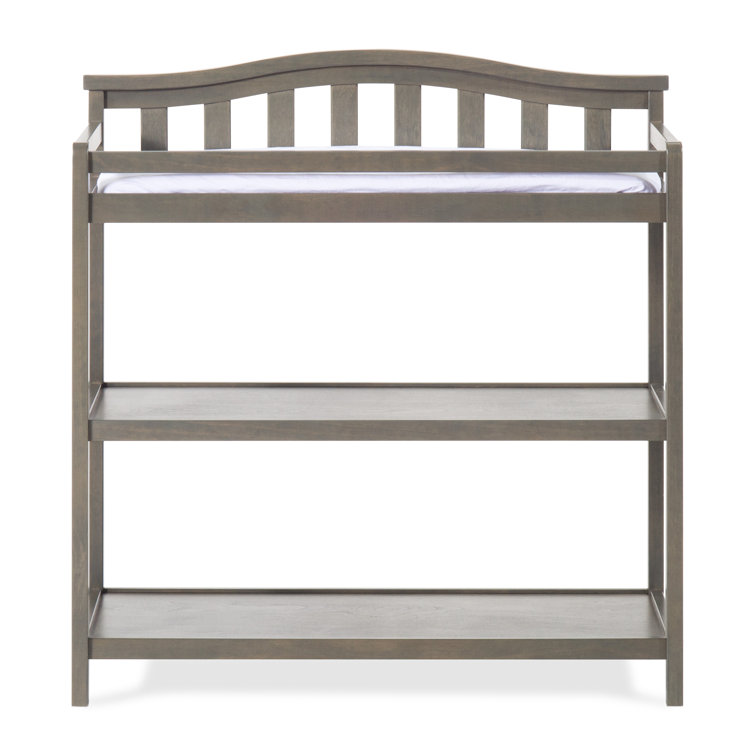 Gray Wooden Convertible Crib and Changing Table Set