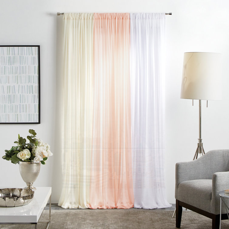 84" White Sheer Pleated Rod Pocket Window Panels