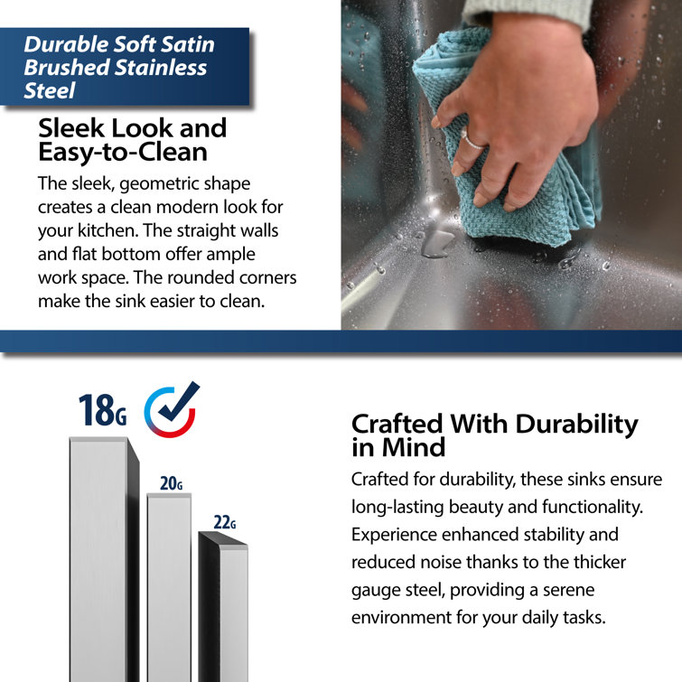 23.13'' Stainless Steel Undermount Single Bowl Kitchen Sink