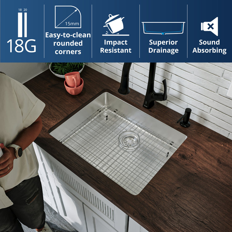 23.13'' Stainless Steel Undermount Single Bowl Kitchen Sink