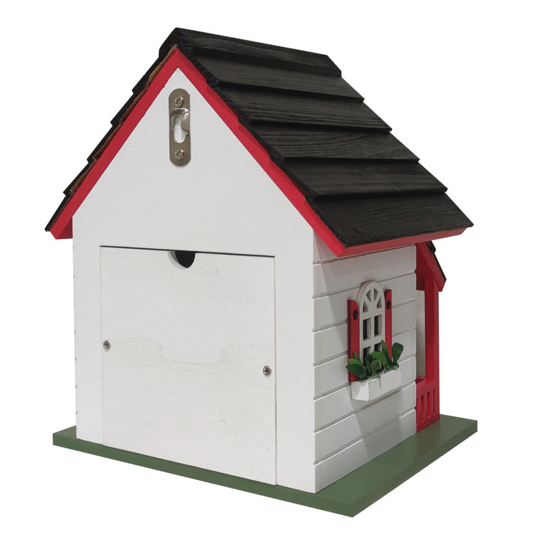 Red and White Wooden Dog-Themed Birdhouse