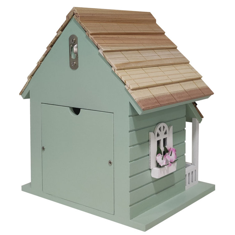 Green Pine Cottage Birdhouse with Extended Roof