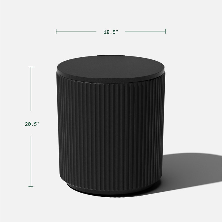 Veradek 21" Black Concrete-Plastic Drum Shape Accent Table