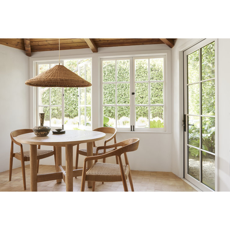 Natural Rattan and Brass Single Light Pendant