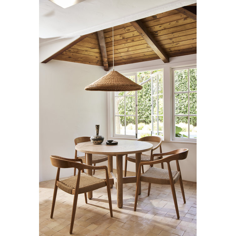 Natural Rattan and Brass Single Light Pendant