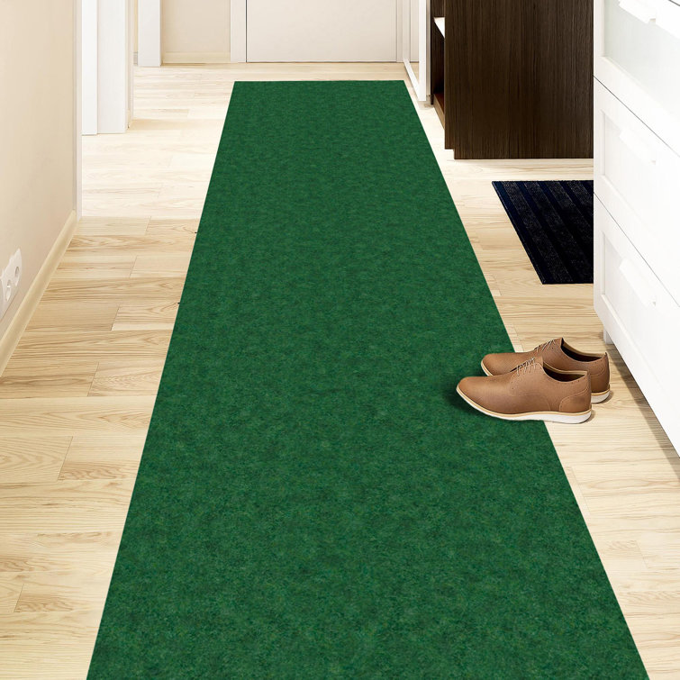 Gray Non-Slip Synthetic Indoor/Outdoor Runner Rug, 2' x 10'