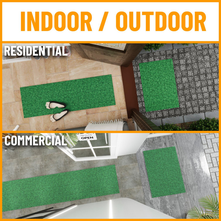 Green Non-Slip Rubberback Utility Entryway Mat