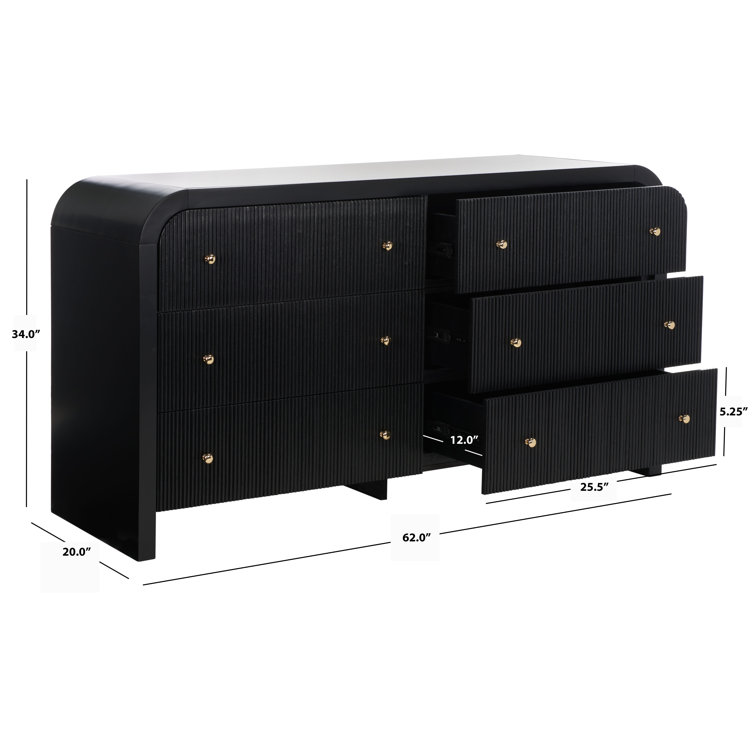 Liabella Black and Gold 6-Drawer Double Dresser