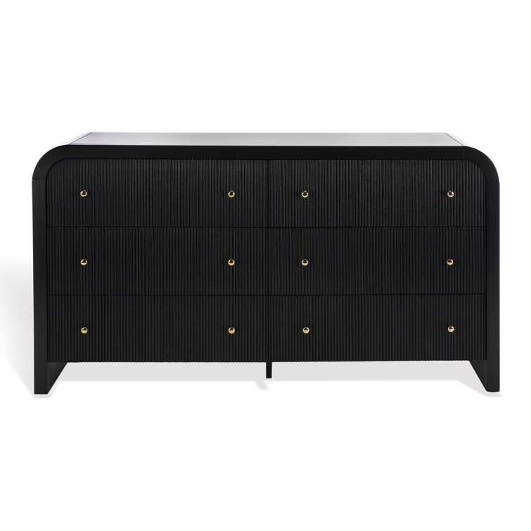 Liabella Black and Gold 6-Drawer Double Dresser
