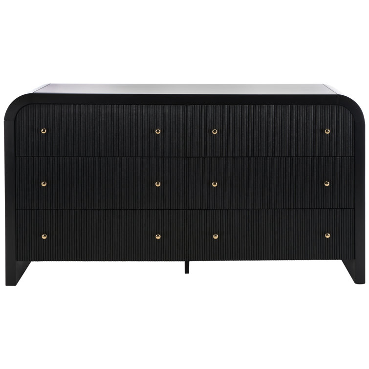 Liabella Black and Gold 6-Drawer Double Dresser