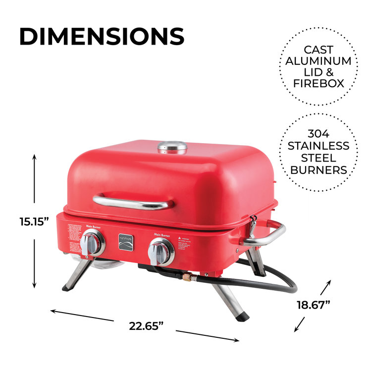 Kenmore Red 2-Burner Portable Tabletop Propane Gas Grill
