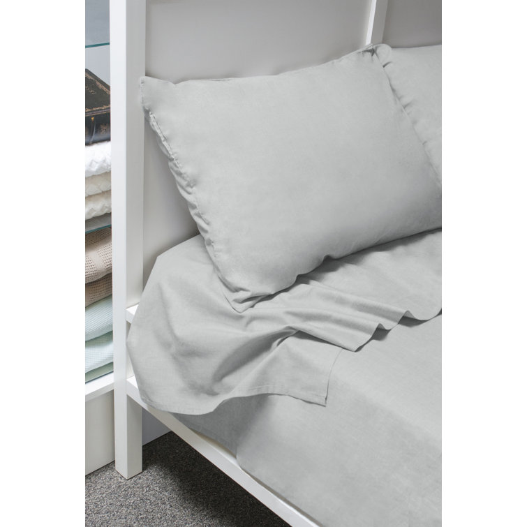 Cool Grey Full 100% Cotton 4-Piece Sheet Set