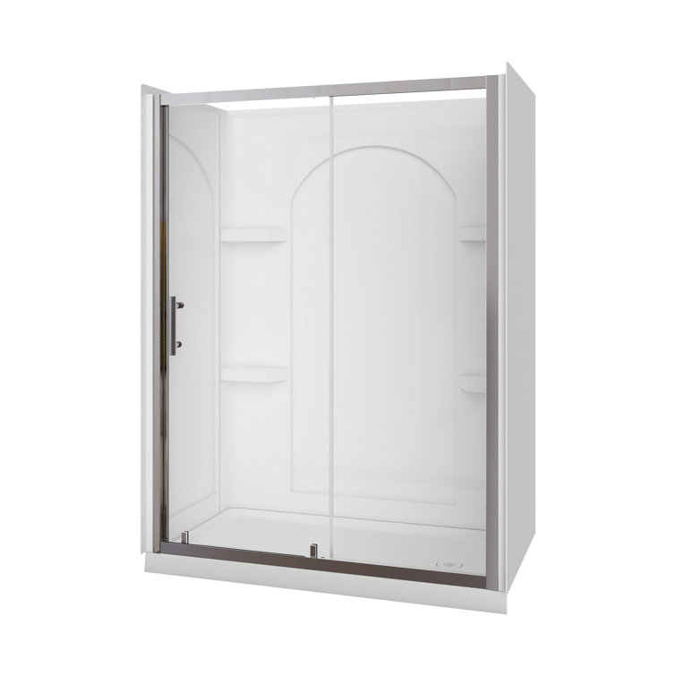 Ardis 60'' x 32'' Chrome Framed Sliding Shower Kit