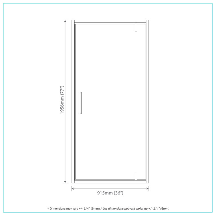 Black Framed 36'' x 77'' Tempered Glass Shower Door