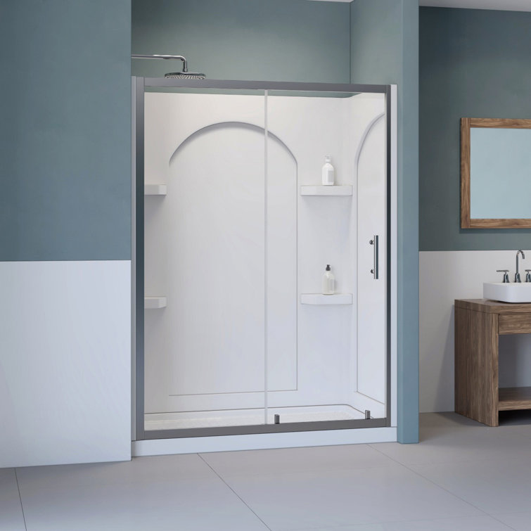 Ardis 60'' x 32'' Chrome Framed Sliding Shower Kit