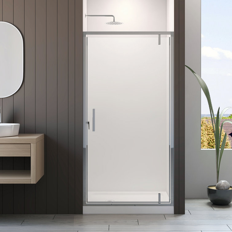 77" Chrome Framed Shower Door with Tempered Glass