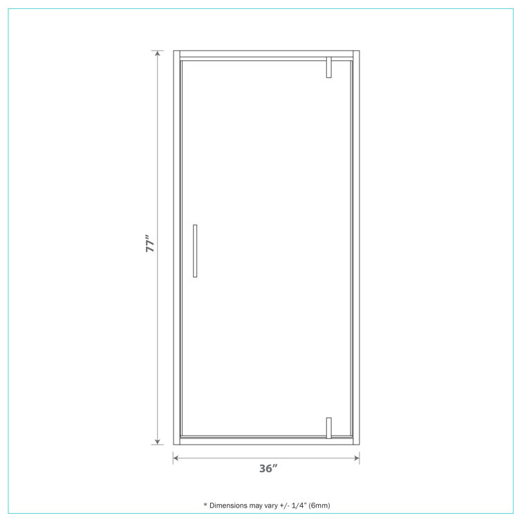 36'' Chrome Frameless Glass Shower Door