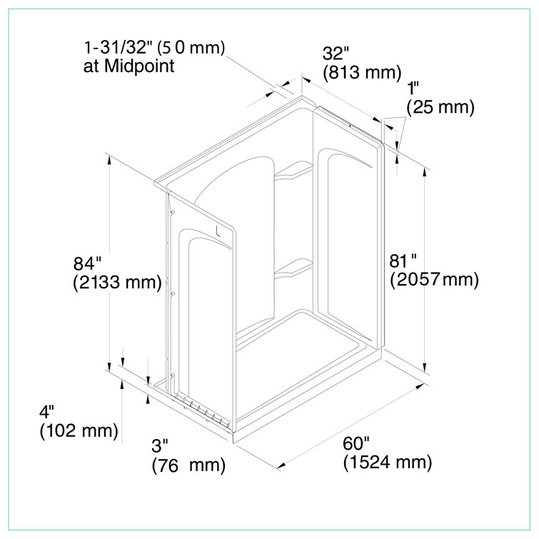 Ardis 60'' x 32'' Chrome Framed Sliding Shower Kit