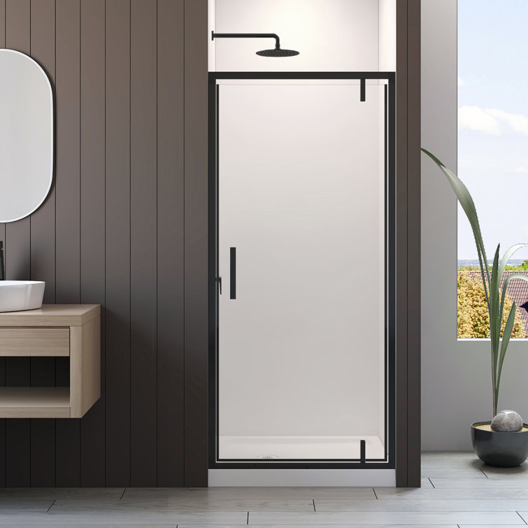 Black Framed 36'' x 77'' Tempered Glass Shower Door