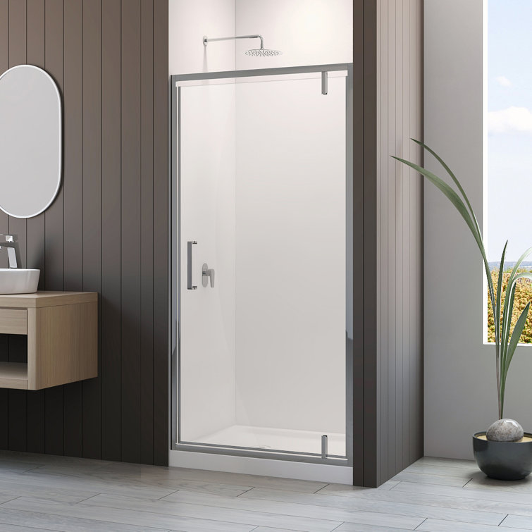 77" Chrome Framed Shower Door with Tempered Glass