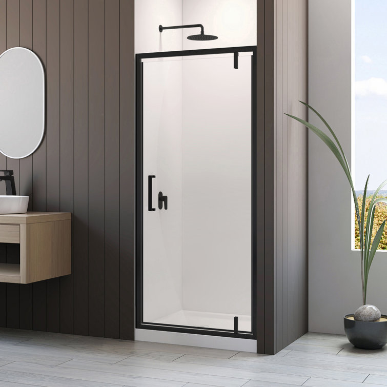 Black Framed 36'' x 77'' Tempered Glass Shower Door