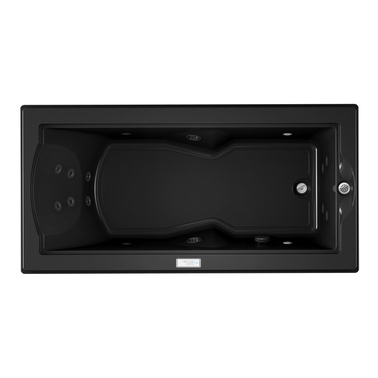 Fuzion Black Acrylic Drop-in Whirlpool Bathtub with Jets