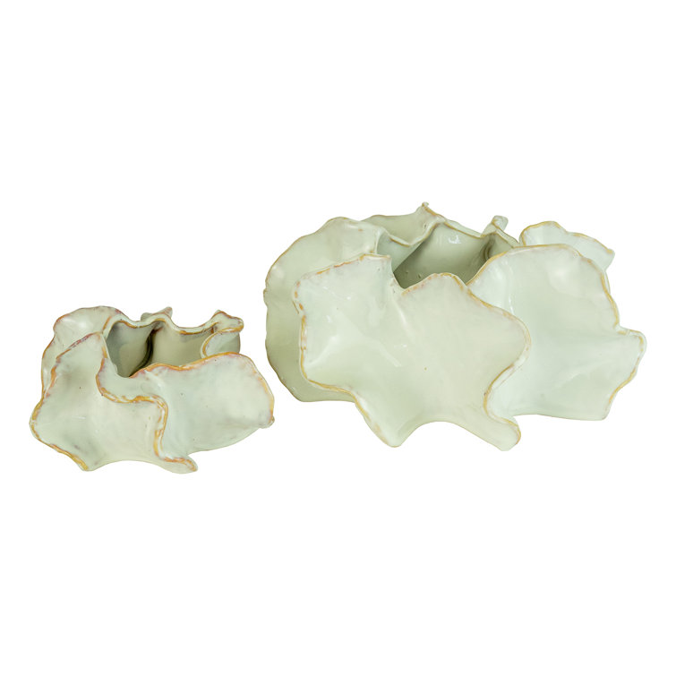 Molly White Ceramic Organic Pot Planter Set