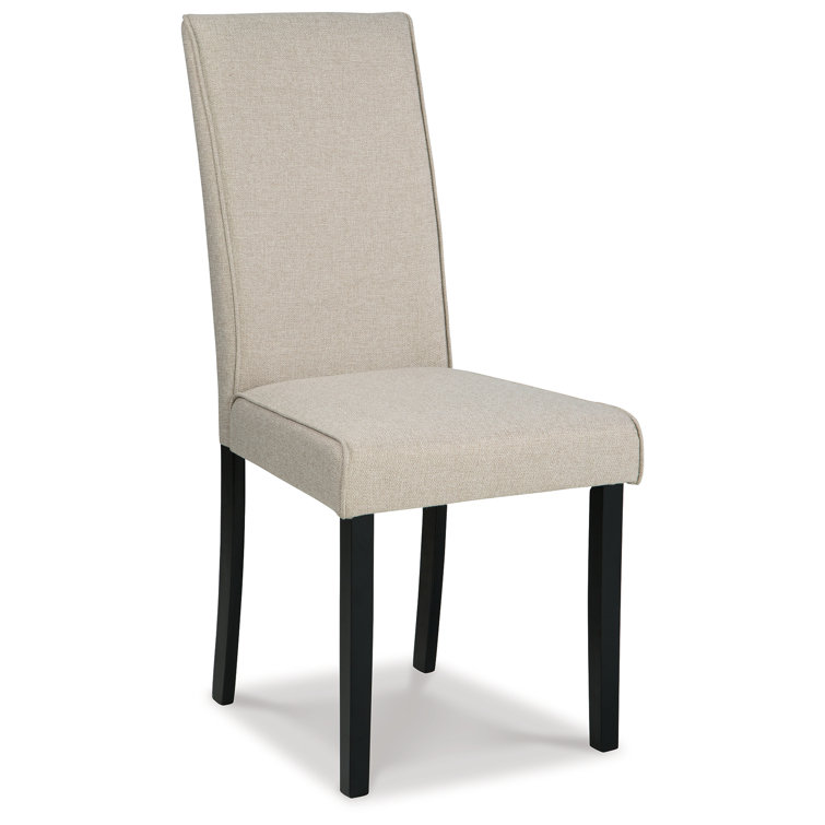 Beige Faux Leather High Back Parsons Side Chair