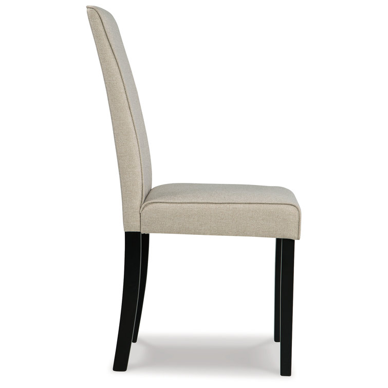 Beige Faux Leather High Back Parsons Side Chair