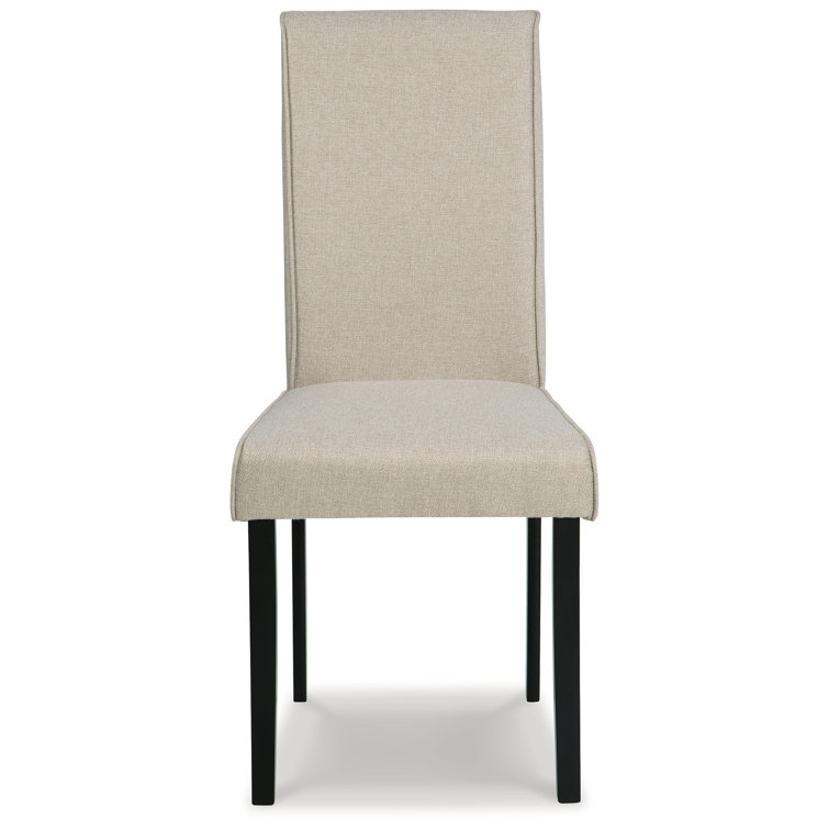 Beige Faux Leather High Back Parsons Side Chair