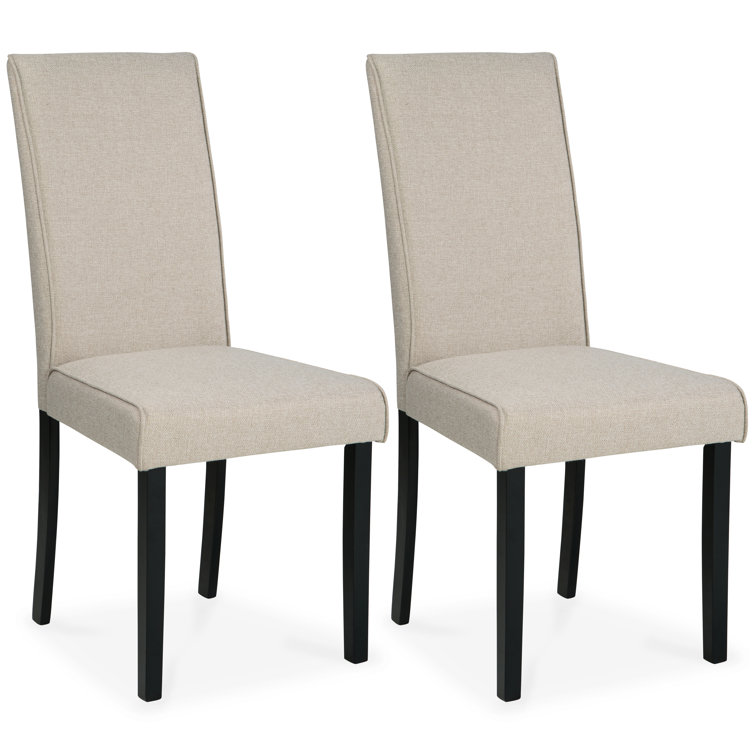 Beige Faux Leather High Back Parsons Side Chair