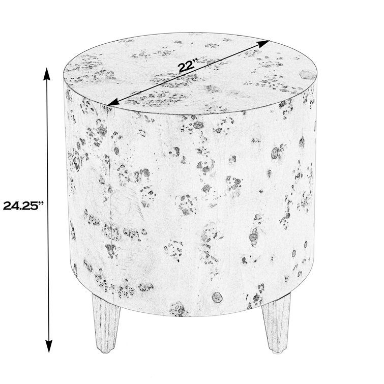 Billie Light Brown Round Burl Wood End Table