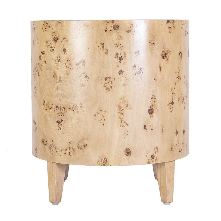 Billie Light Brown Round Burl Wood End Table