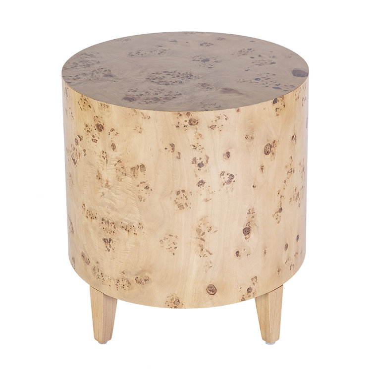 Billie Light Brown Round Burl Wood End Table