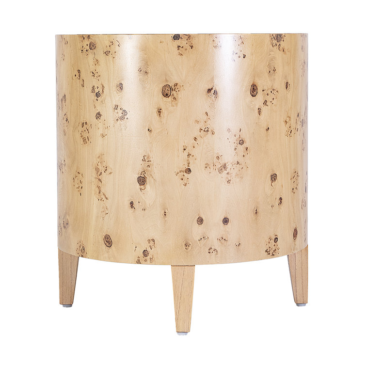 Billie Light Brown Round Burl Wood End Table