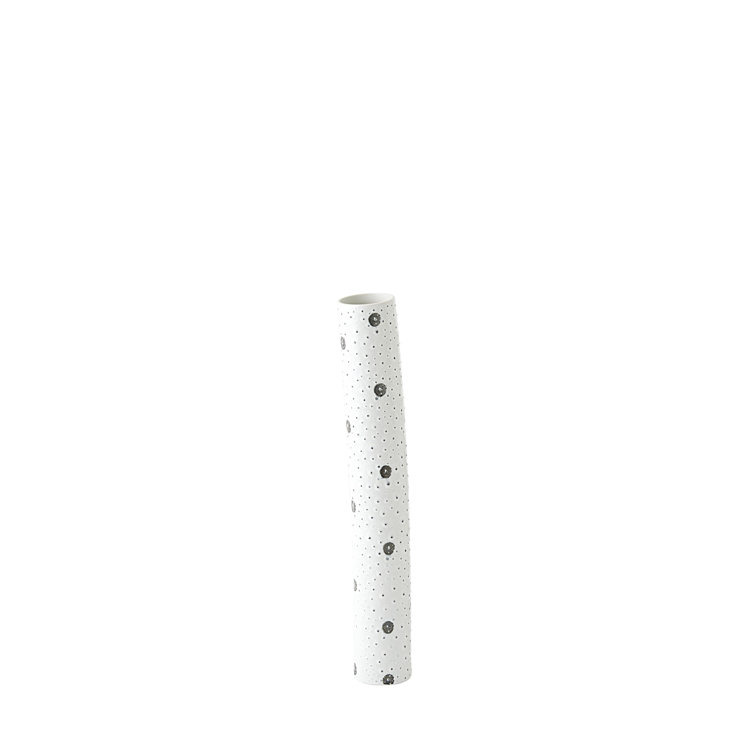 Small White Porcelain Table Vase with Black Spots
