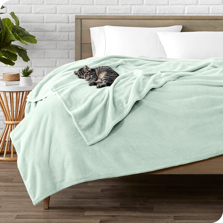 Luxurious Spring Mint Full/Queen Microplush Fleece Reversible Blanket
